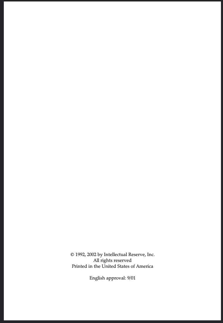 Copyright page of Gospel Fundamentals